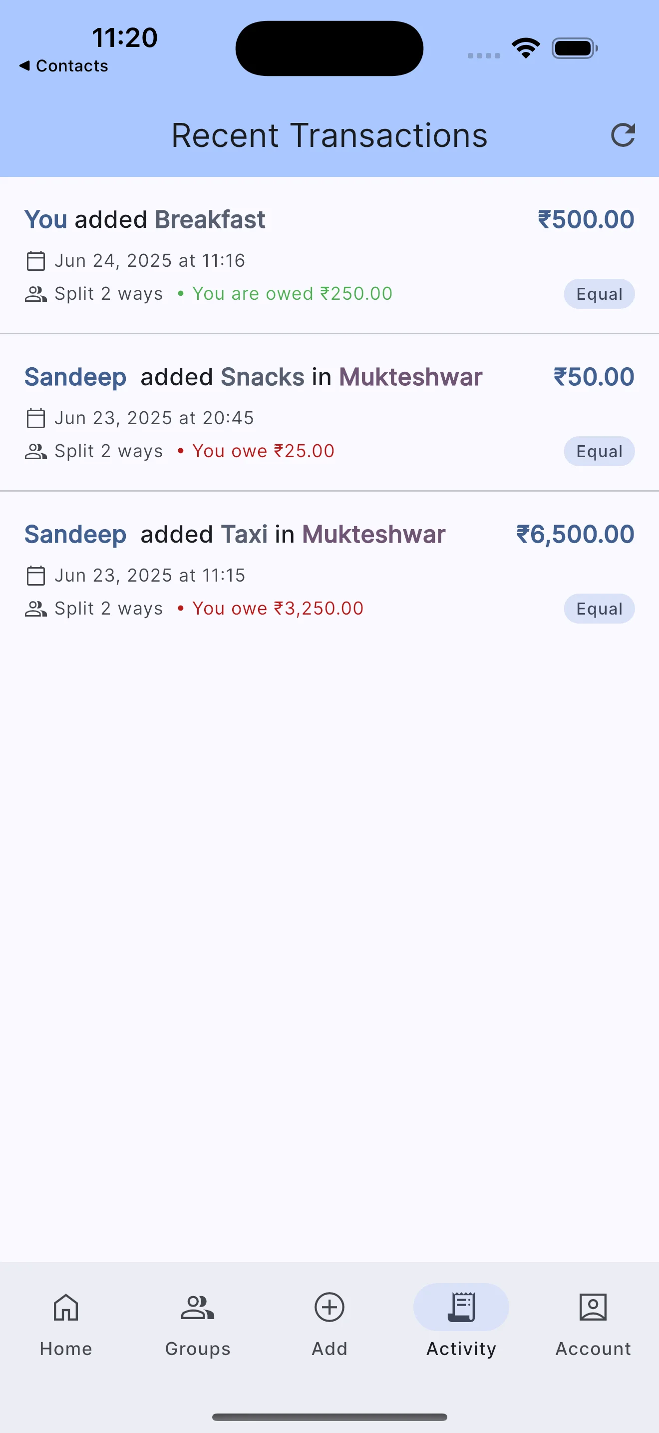 SplitX App Interface Mockup 2